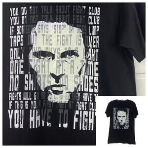 Tee Villain tshirt Fight Club rules ringspun cotton black unisex small